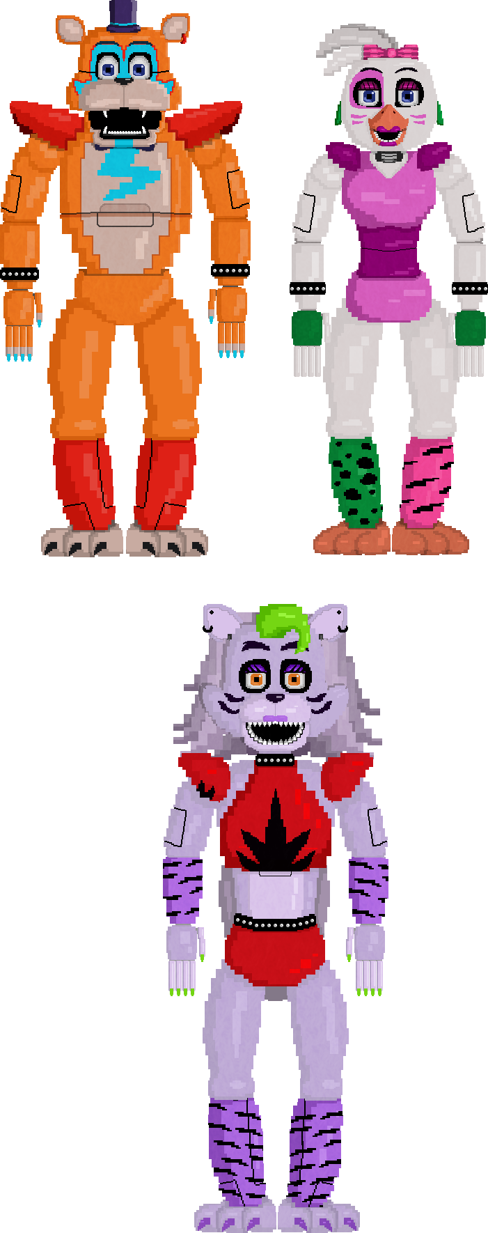 Fnaf6 FFPS Animatronics 8-bit by 133alexander on DeviantArt