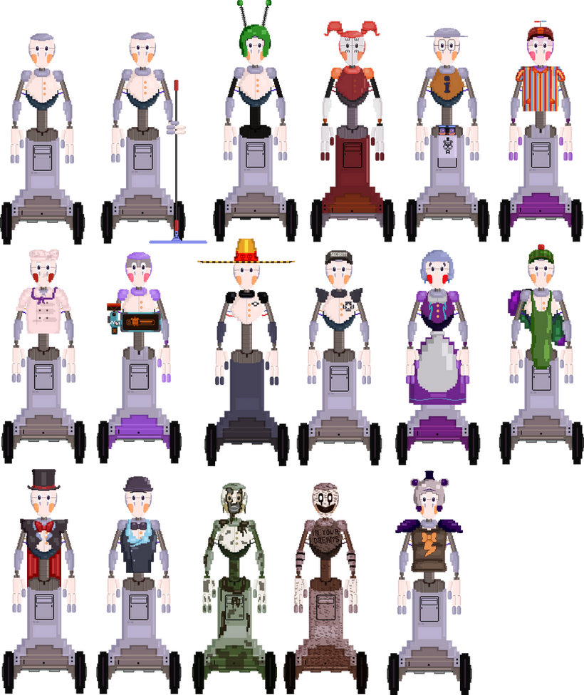 Security Bot Names 8-bit S.T.A.F.F. Bots FNaF9:Security Breach by Alexander133Official on ...