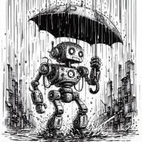 Robot in the rain