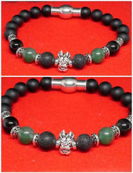 Men Bracelet lava stone Dragon