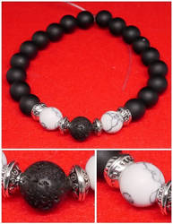 Men bracelet lava stone