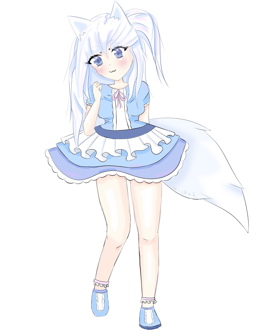 Anime Ice Fox Drawing by Vampirefoxgirl - DragoArt