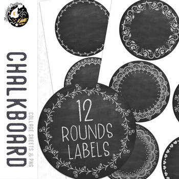 Round Chalkboard Labels - Circular Frames