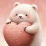 Cute Bear Hugging a Pink Heart