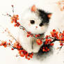 Kawaii Kitten in Sakura Bloom