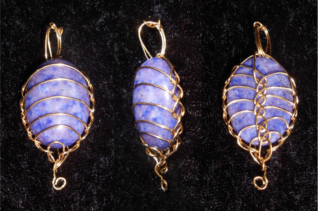 Sodalite and brass pendant