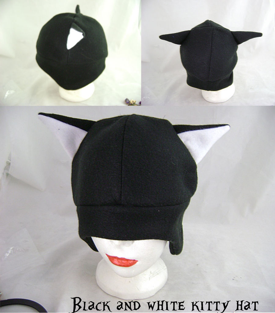 Black and white kitty hat