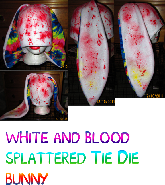 whate and blood splattered tire die bunny hat