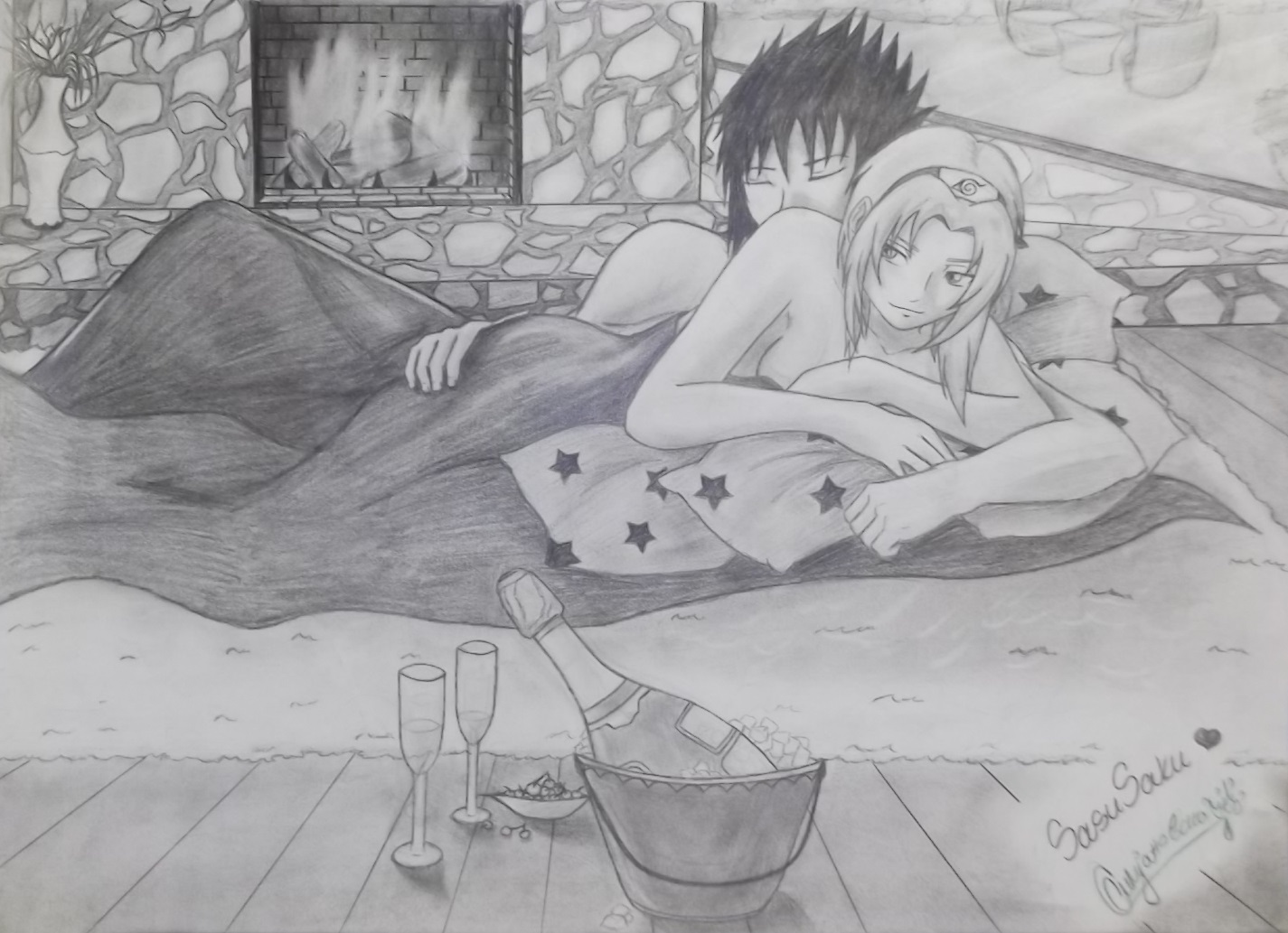 SasuSaku - Near the fireplace