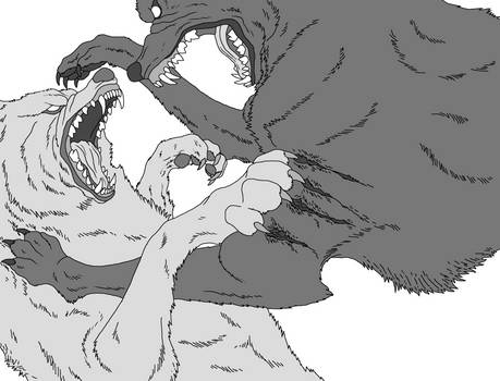 Ultimate Wolf Fight (MS Paint Lineart)