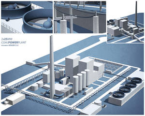 Coal power plant 3D model