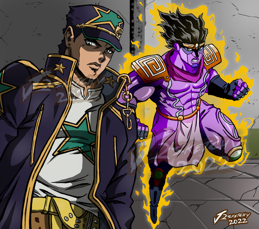 Jotaro And Star Platinum Stone Ocean COMMISSION By SKETCH KING On jotaro-and-star-platinum-stone-ocean-commission-by-sketch-king-on