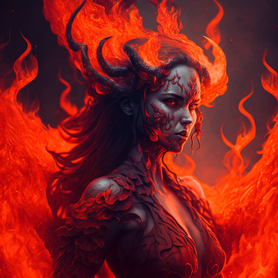 Flaming Red Demon Girl by mthncvdr on DeviantArt