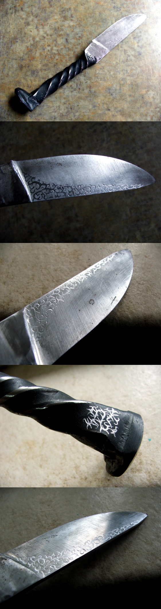 Engraved Railroad Tie Knife