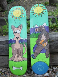 Rasta-Gihan skateboard art/ Dog and Bear