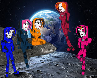 HT: Belle Frankie Nia Caitlan Ashima on the moon by SUP-FAN