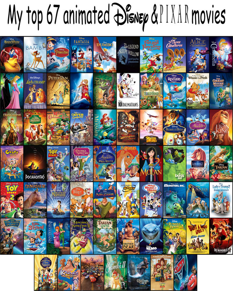 My top 67 animated Disney movies by SUP-FAN on DeviantArt