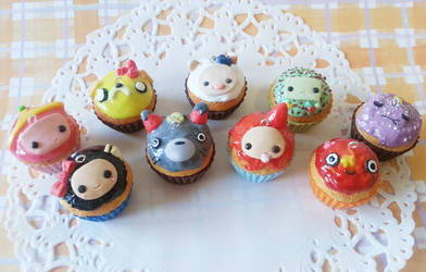 Adventure Time + Studio Ghibli character cupcakes