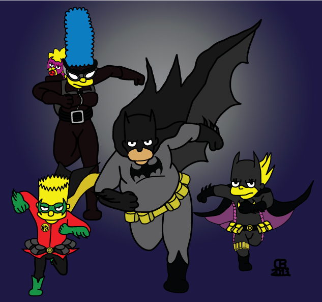 The-Batman-family-Simpsons-family-2-(by-Chris-