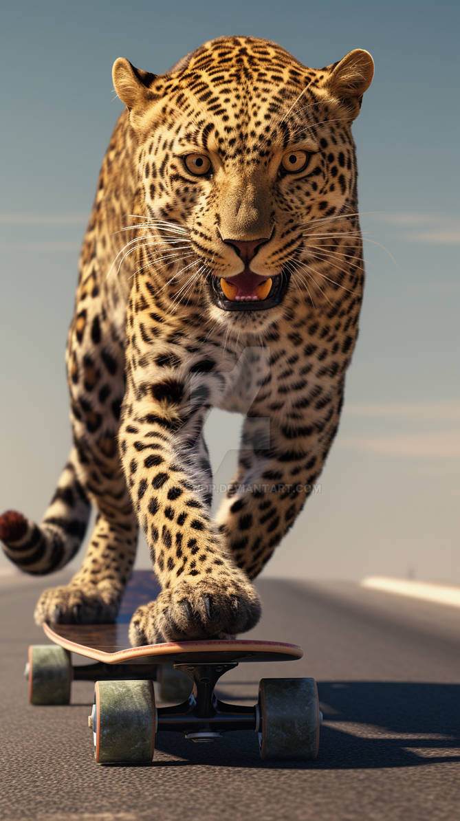 Boy Riding A Leopard A Leopard Riding A Skateboard On The road by AiArtShop on DeviantArt