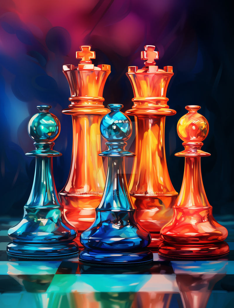 colorful chess pieces by AiArtShop on DeviantArt