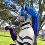 Hooves up! Zukari the Latex Zebra Pony (Side View)