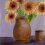 Still life: Sunflowers In a vase Pastel Work