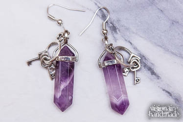 Amethist Key Earrings