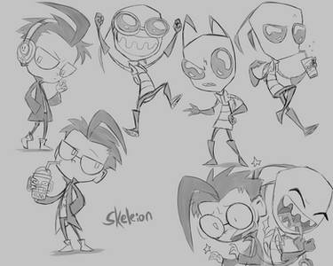 Zim and Dib doodles