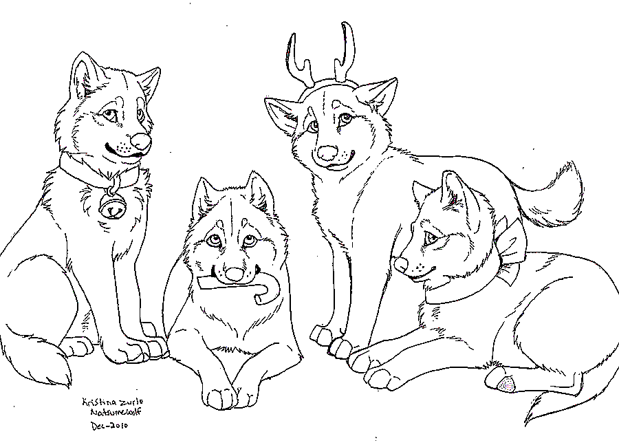 Download Christmas Wolves Lineart by MS-Paint-Friendly on DeviantArt