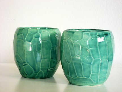 Faceted Rock Turquoise cups