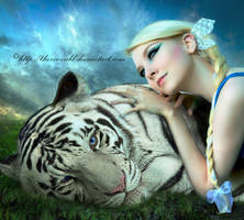 White tiger and the woman