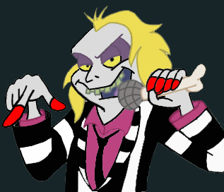 beetlejuice with a microphone