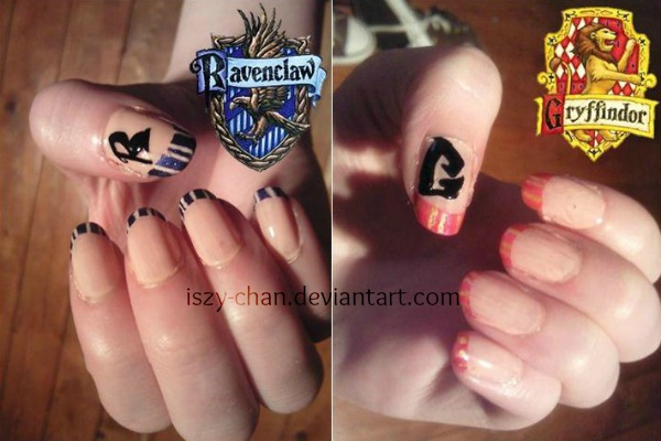 Harry Potter - Gryffindor and Ravenclaw nails by Iszy-chan on DeviantArt