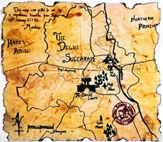 Medieval Fantasy style Map of Delhi, India