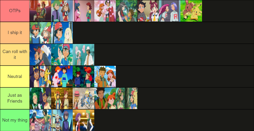 My Pokemon anime main ships Tier List by Aquamimi123 on DeviantArt