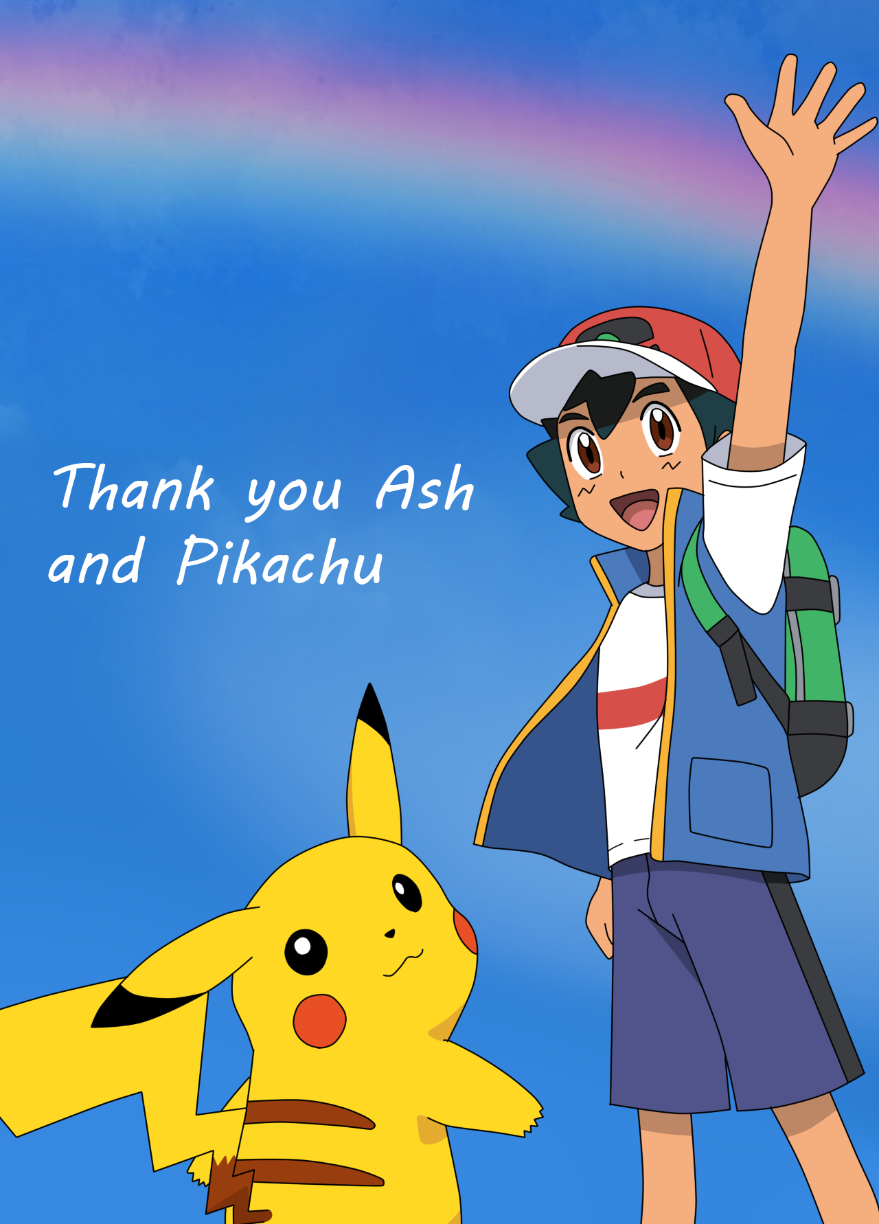 PKMN anime fanart - Ash and Pikachu goodbye by Aquamimi123 on DeviantArt