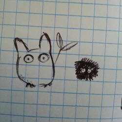 little totoro and soot sprite