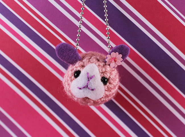 Amigurumi Pink and Purple Bunny Keychain