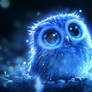 Adorable Glowing Crystal Owl in Magical Blue Fores