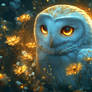 Golden Embers Barn Owl in Enchanted Garden