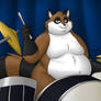 Beeton plays the drums