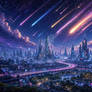 Meteorfall Over The Neon Metropolis