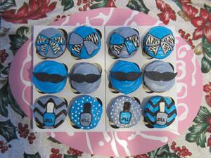 Cheer Bow, Mustache and Nail Polish Cupcakes