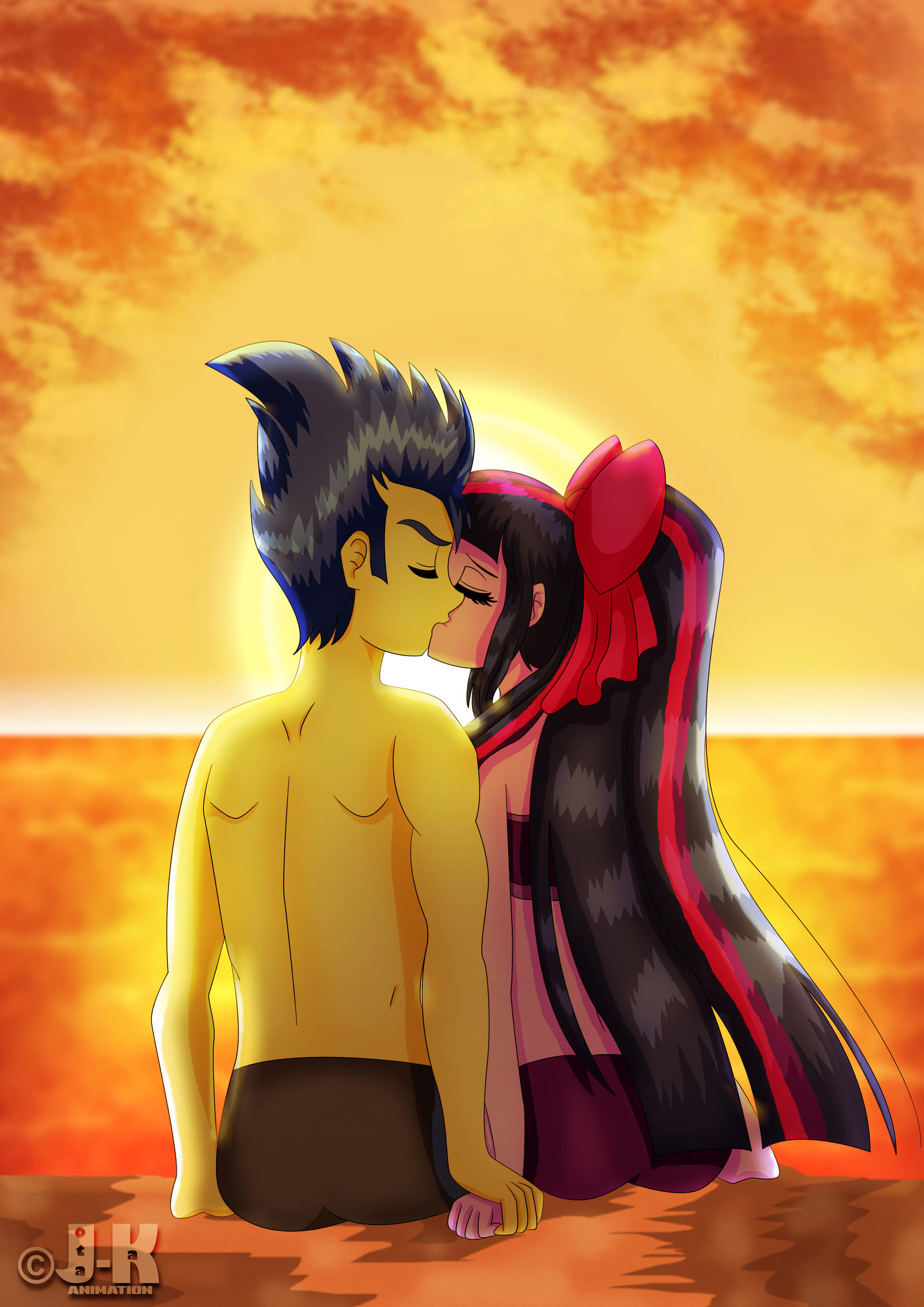 Flash Sentry and Twilight Sparkle_Beach Kiss