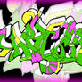 graffiti in pink and green