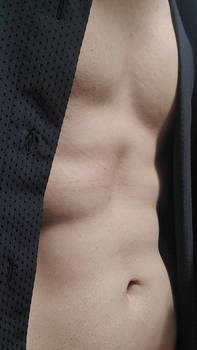 Athletic Six-Pack Close up Through Open Shirt