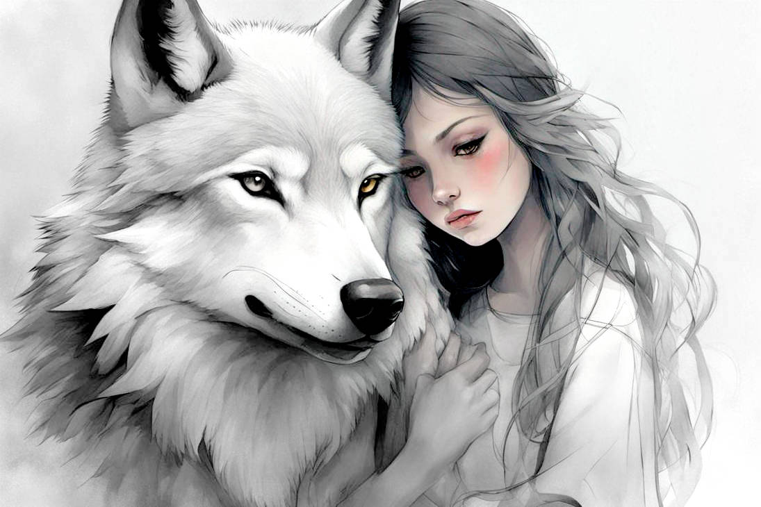 RAGAZZA E LUPO / GIRL AND WOLF by LadyCreations on DeviantArt