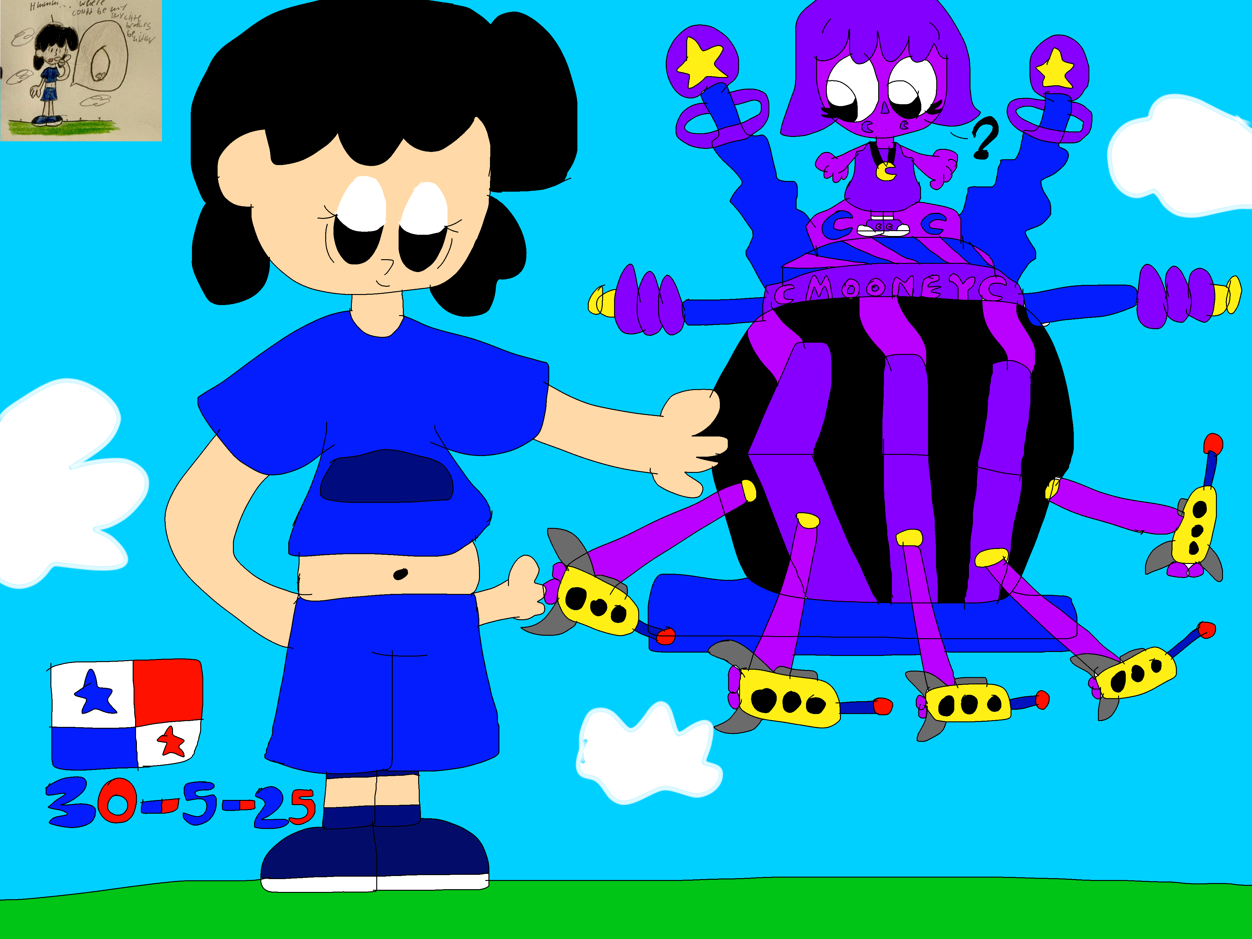 Giant Lucy Cuddling Mooney's Rocket Run Ride