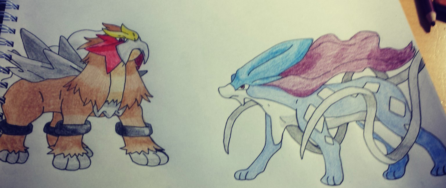 Entei and Suicune Drawing